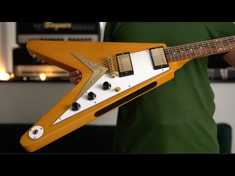 The Beauty of the 2023 Epiphone IGC 1958 Korina V White Pickguard Aged Natural