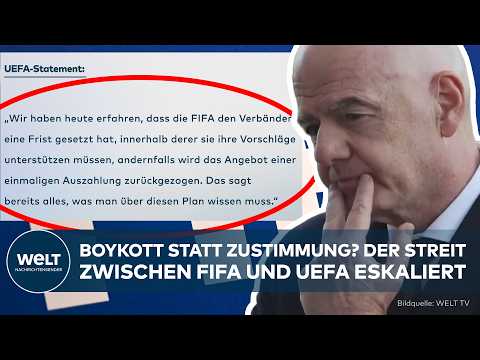 Video Thumbnail: FIFA WM-TEILVERKAUF: UEFA lehnt Infantinos Pläne ab – der Streit um die Weltmeisterschaft eskaliert!