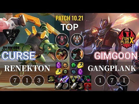 OMG Curse Renekton vs FPX GimGoon Gangplank Top - KR Patch 10.21