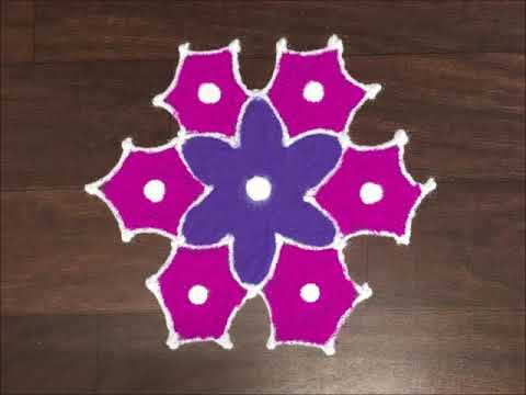 7 x 4 Interlaced dot rangoli design for diwali with colour | रंगोली डिजाईन |simple dot rangoli Video