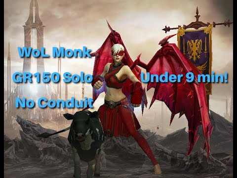LoD Wave of Light Monk GR150 Solo Sub 9 min, No Conduit. Season 27  Diablo 3