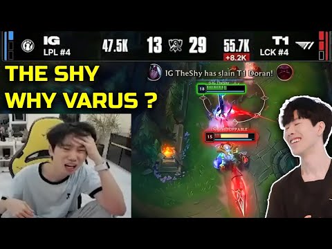 Doinb Was Stuned Watching TheShy Pick VARUS TOP, His Reactions to T1 Destroying IG - Engsub