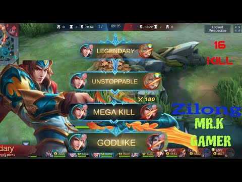 16Kills Zilong Unstoppable | Enemy dont dare to come out by Mr.K Gamer