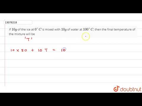 If `10 g` of the ice at `0^@C` is mixed with `10g` of water at `100^@ C`, then the final temperature