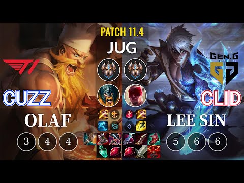 T1 Cuzz Olaf vs GEN Clid Lee Sin Jungle - KR Patch 11.4