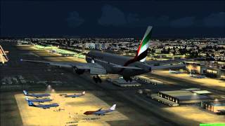 Emirates 777-200LR Night Landing in Dubai (FSX HD)