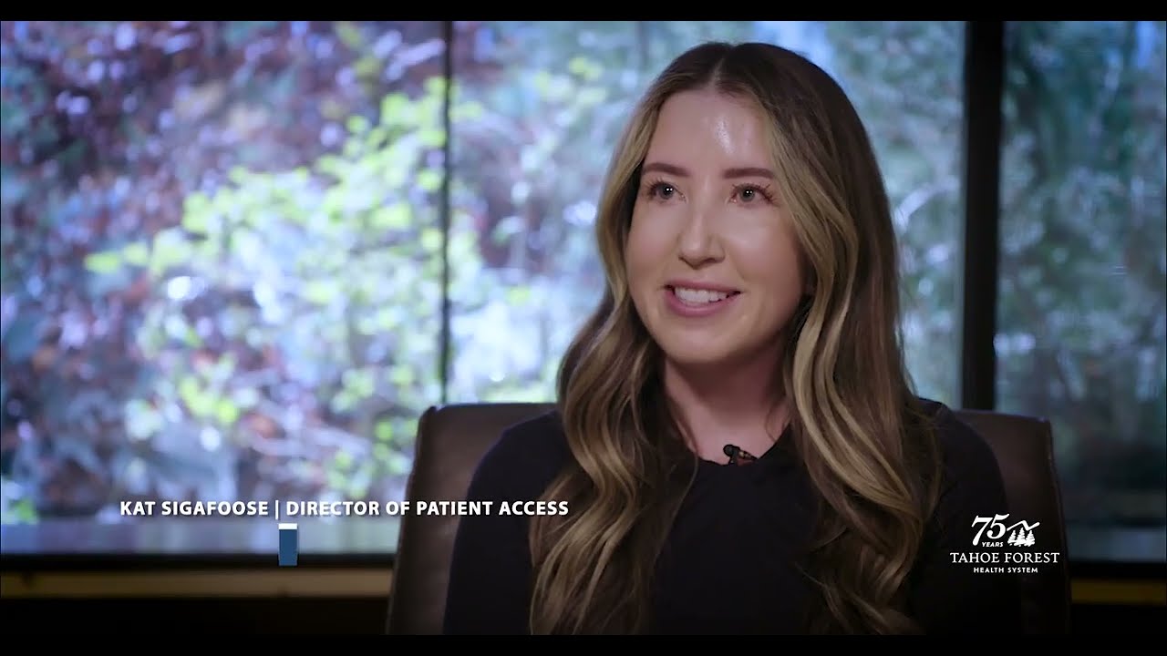 Kat Sigafoose, Director of Patient Access at Tahoe Forest Health System, sitting in front of a window