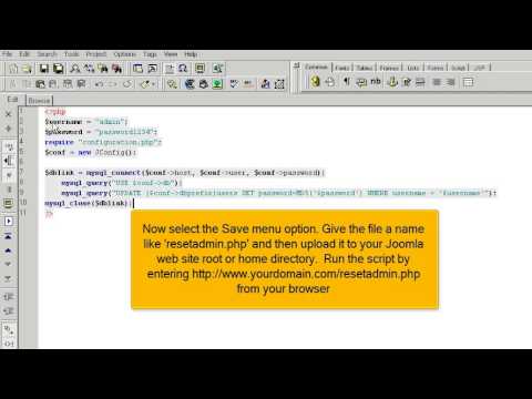 Joomla! Tutorial #48: How to Reset your Joomla Admin Password Using a Custom PHP Script