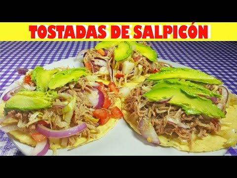 Como hacer Tostadas de Salpicón / Central American shredded beef salad Recipe