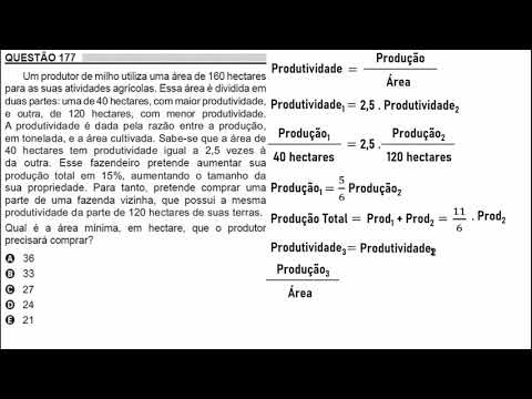 Enem 2018 Matemática: Questão 177 (caderno cinza) - Produtividade de um terreno