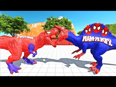 FPS ESCAPE from SPIDERMAN T REX vs SPIDERMAN SPINOSAURUS - Animal Revolt Battle Simulator ARBS
