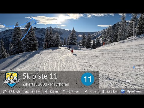 Skifahren Mayrhofen ⛷️ Piste 11 - Horberg & Gerent | Zillertal 3000 | Mit GPS Statistiken