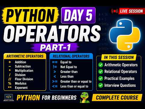 Day 5 Learn Python Operators Arithmetic Comparison Operators Python Tutorial