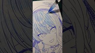 ガラスペンで「ホロライブ」の星街すいせいちゃんを描きました！#shorts #イラスト #イラストメイキング #ガラスペン #ホロライブ  #星街すいせい #模写 #アナログ #drawing