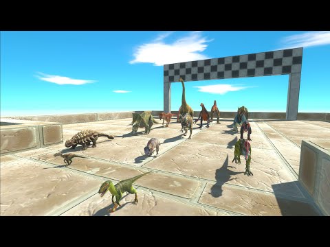 SPEED RACE ALL DINOSAURS IN FOREST - TO PIG HOUSE | Animal Revolt Battle Simulator