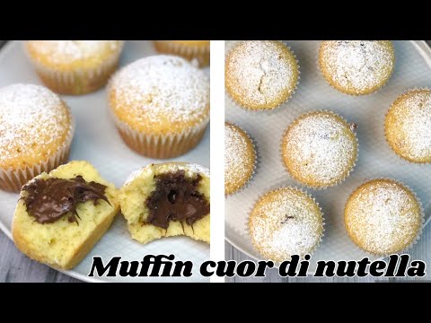 Muffins con CUORE di NUTELLA COME QUELLI DEL BAR - SENZA BURRO☕️ Ricetta Facile