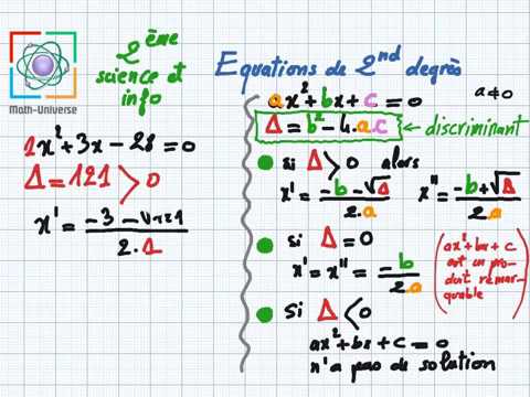 équations inéquations de second degré partie1 2eme SC / Info