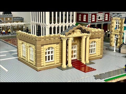Bau einer Lego Stadt Teil 170. - Museum: Säulen, Vordach und Seitenwände
