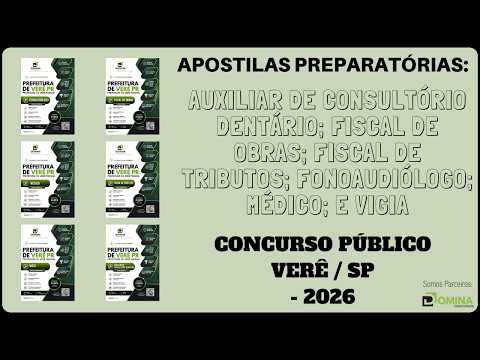 Apostilas Concurso Prefeitura Municipal de Verê / PR - 2026, Vários Cargos