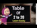 Learn Multiplication Table of 2 to 20, Table 2 to 20, 2 se 20 ka pahada, Table learning, Maths table
