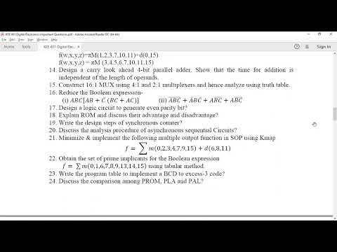 KEE 401 Digital Electronics Important & Old University Question Bank for AKTU external exam