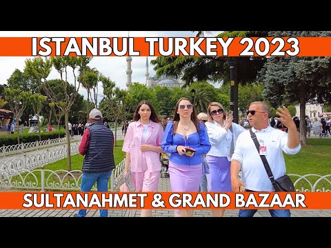 ISTANBUL TURKEY 2023 SULTANAHMET GRAND BAZAAR FATIH DISTRICT 5 JUNE WALKING TOUR | 4K UHD 60FPS