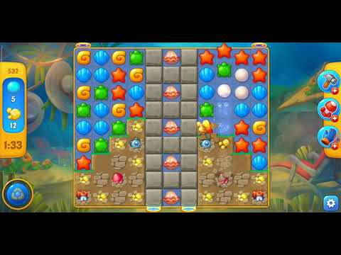 Прохождение 532 уровня в игре Fishdom.