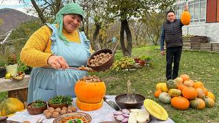 Halloween Pumpkin Cooking | Outdoor Feast & Cozy Fire