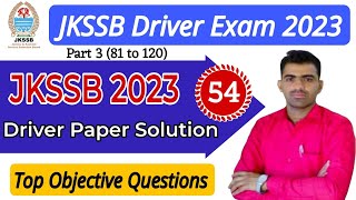 Set 54 || Jkssb Driver Paper 2023 Solution || jkssb Driver Exam 2023 || Previous Year Question Paper