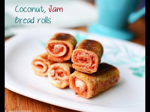 Jam coconut toast roll ups, easy bread recipes