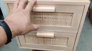 Finnhomy Nightstand, End Table, Side Table with 2 Hand Made Rattan Decorated Drawers Review, Beautif