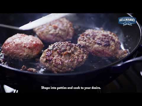 Hellmann's Juicy Garlic Burger with Creamy Garlic Mushrooms and Onions Recipe