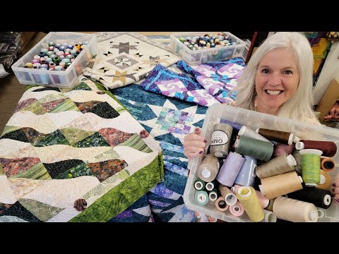 FINISH QUILTS ON MY MACHINE! PICK THREADS, BACKING, AND BINDING!