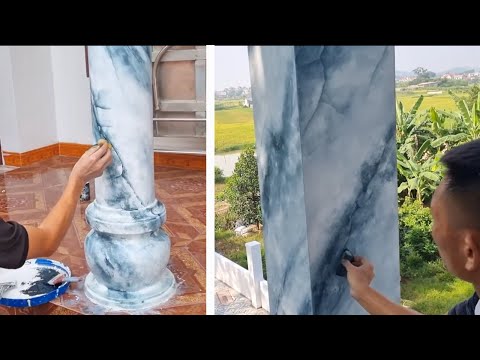 DIY - Compilation of Videos Techniques Fake Stone Paint On The House Column