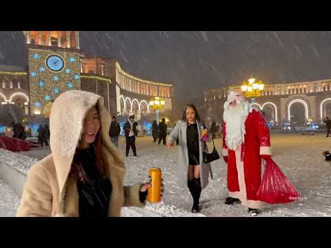 First Snowfall in Yerevan ❄️ Magical Christmas Walk Through the City