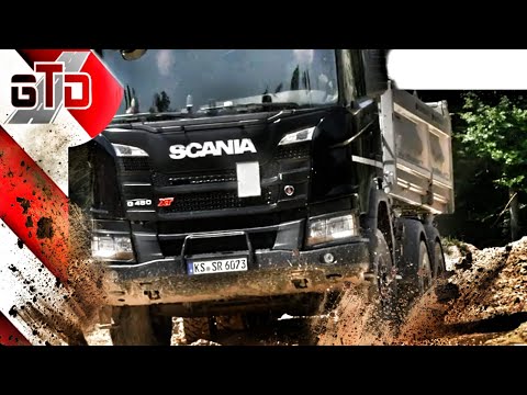 Voll durch den Matsch  im Steinbruch  Scania G450 Kipper