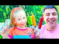 Nastya and Dad open boxes with surprises to learn the alphabet