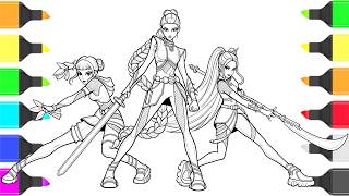 How To Draw KPop Demon Hunters | Coloring Huntrix Fight Scene Coloring Page from KPop Demon Hunters