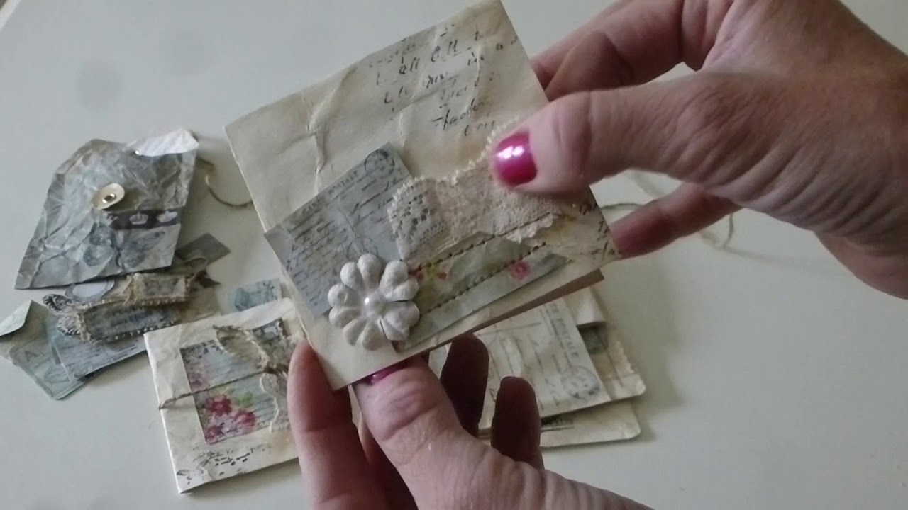 Vintage Style Junk Journal Embellishment Ephemera Scrapbook Kit Tags & Pockets - SOLD