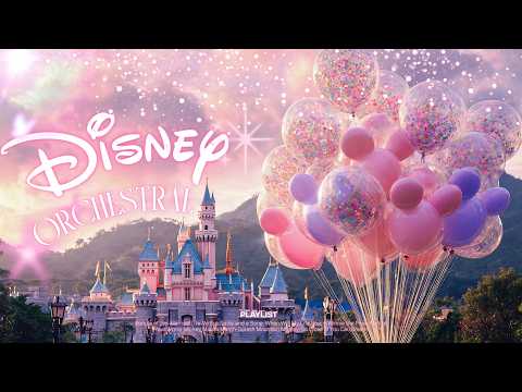dreamy disney orchestral 🎈 pink sky sunset at disneyland ✨ soft music for focus