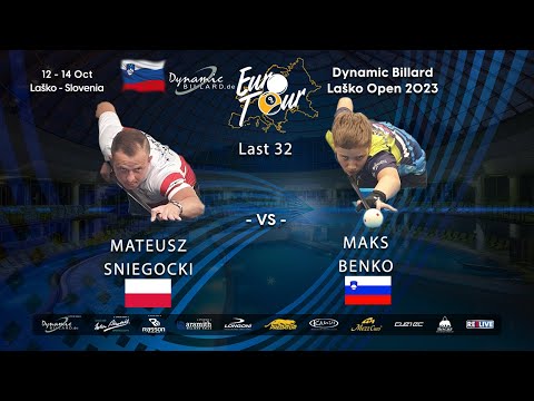 Day 2: Mateusz Sniegocki Vs Maks Benko from the Dynamic Billard EuroTour Laško Open 2023 Slovenia
