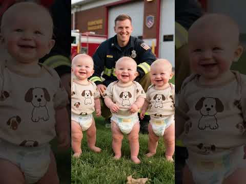 【Part1】Triplet Babies at the Fire Station — From Mischief to Gratitude 🌟