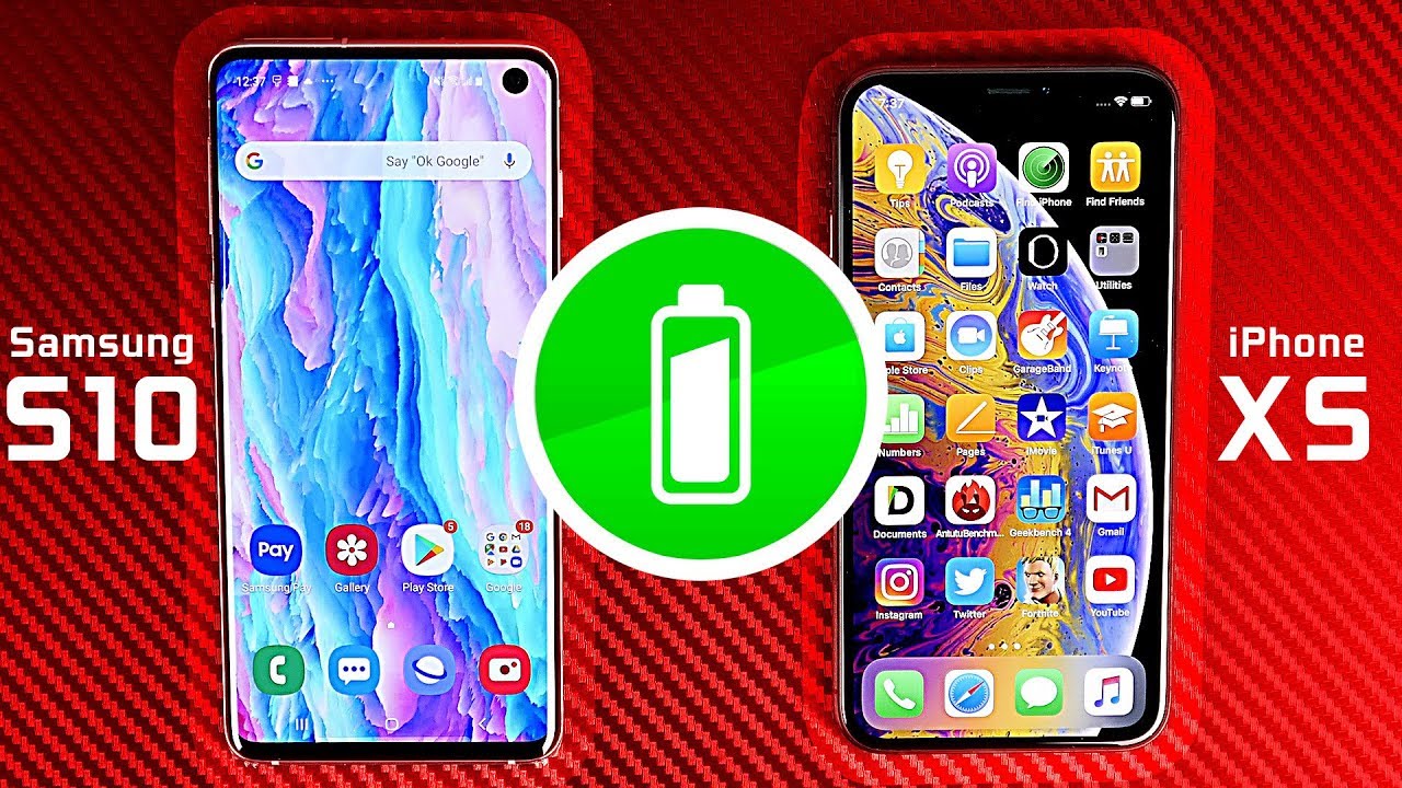 Samsung Galaxy S10 vs iPhone Xs - Battery life Comparison