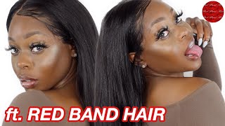 AFFORDABLE CUSTOM Straight Transparent Lace Wig⎮Ft. RED BAND HAIR