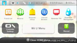Wii U OS: In-game Home Menu and Instructions Screen