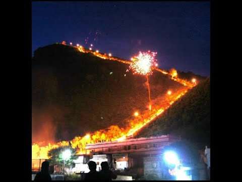 Sri Padmanabha Swamy Temple Devotees lighting lamps on the 1,286 Steps leading to the Hilltop in Visakhapatnam...