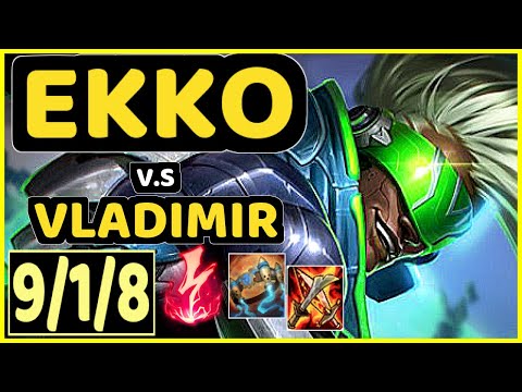 PEKIN WOOF (EKKO) vs VLADIMIR - 9/1/8 KDA MID GAMEPLAY - NA Ranked DIAMOND