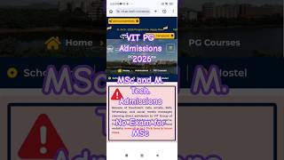 VIT PG Admissions 2026 | M.Tech & MSc | No Exam for MSc | Apply Now