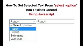 Javascript HTML element get selected select option text value notepad ++