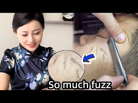 💈ASMR | Removes a lot of fuzz from a man's face. Face...